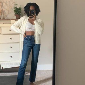 New Look White Cream Cropped Knit Cardigan